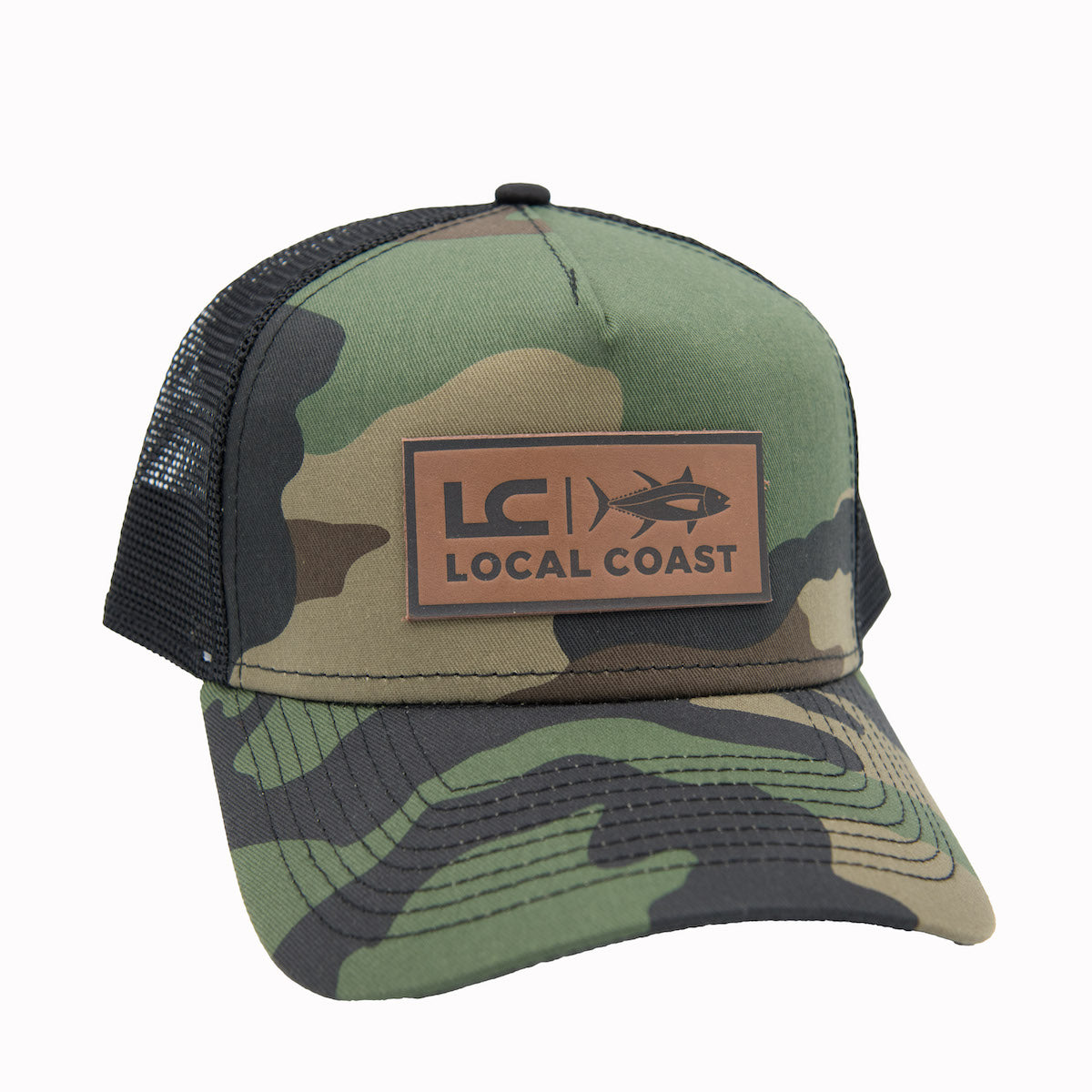 Camo Hat with Leather Patch