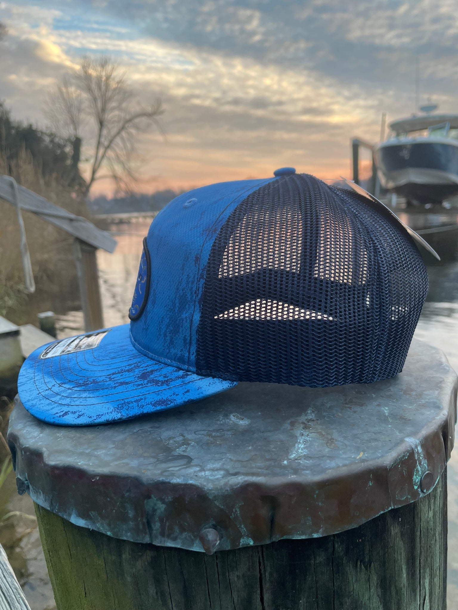 Blue Camo Hunting Patch Hat