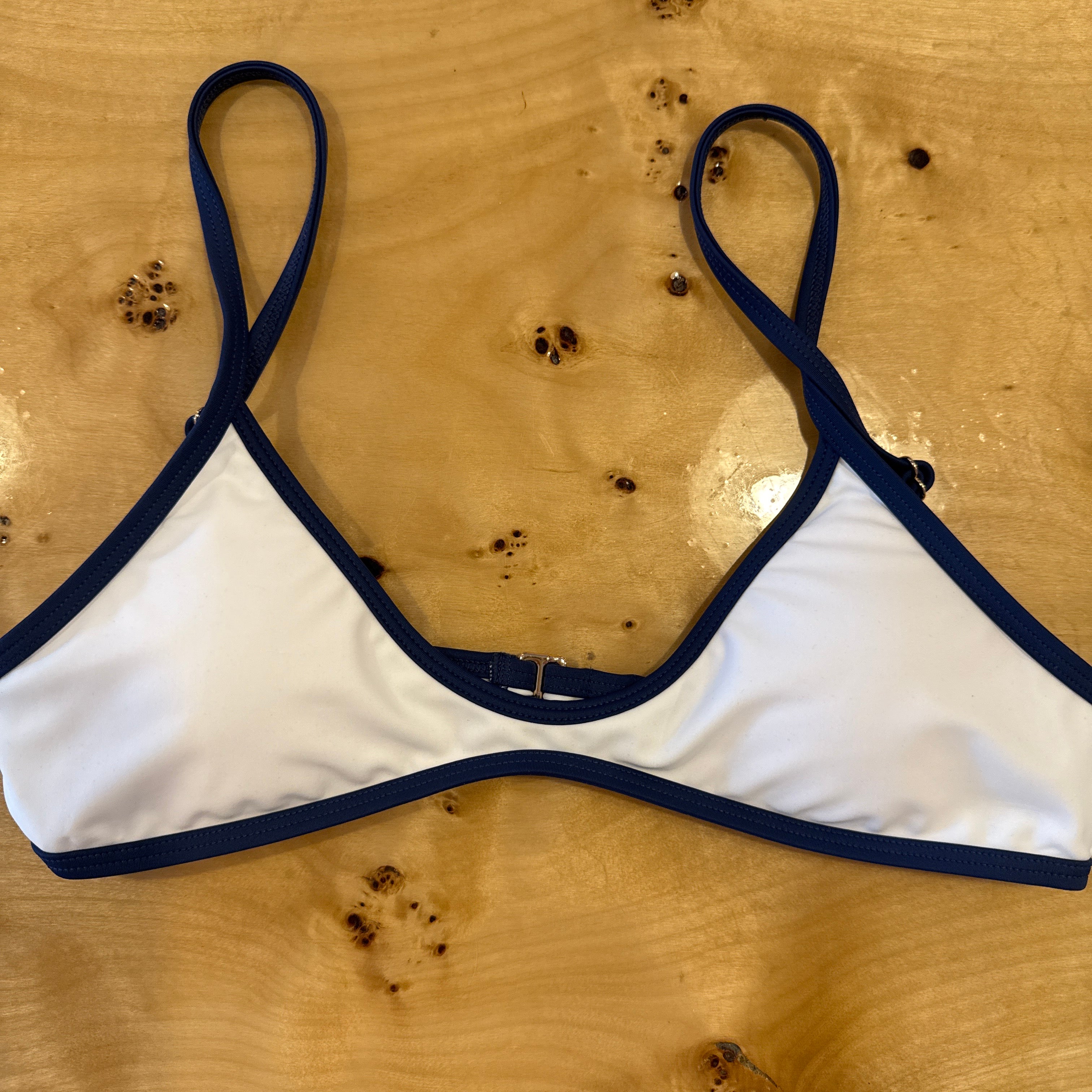 White & Blue Tipped Bikini Top - Local Coast