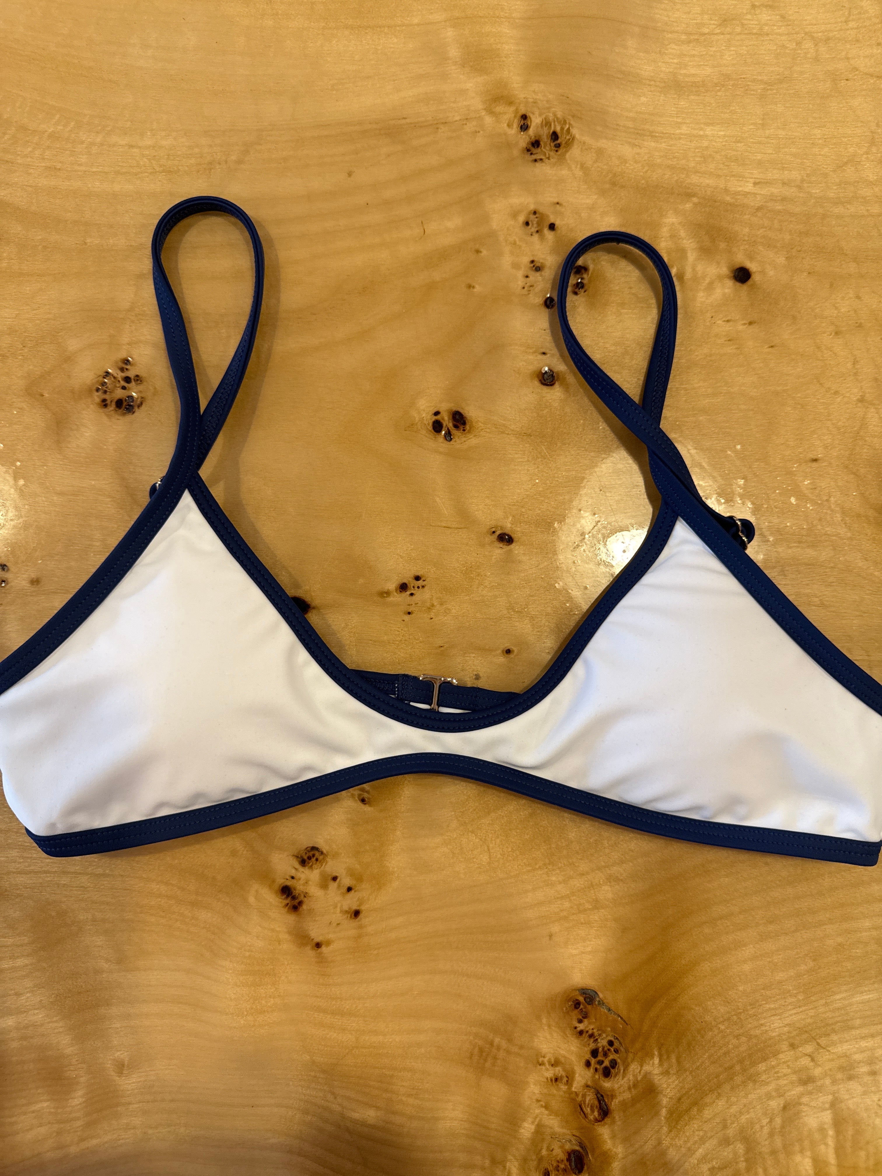 White & Blue Tipped Bikini Top - Local Coast