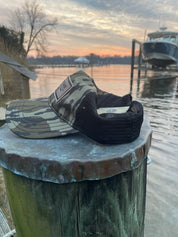 Green Camo Hat with Long Line Hunt Patch