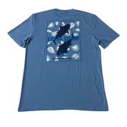 Offshore Doubles Performance Tee - Medium Blue with Custom Tuna Design