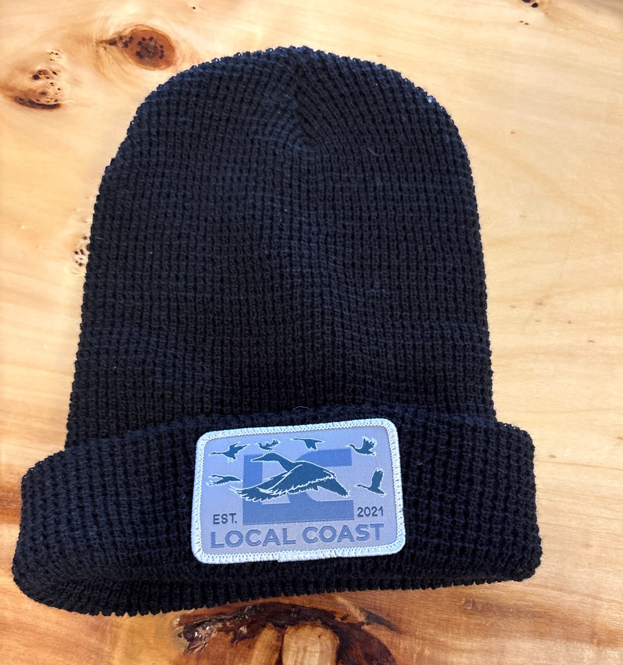 Navy duck beanie