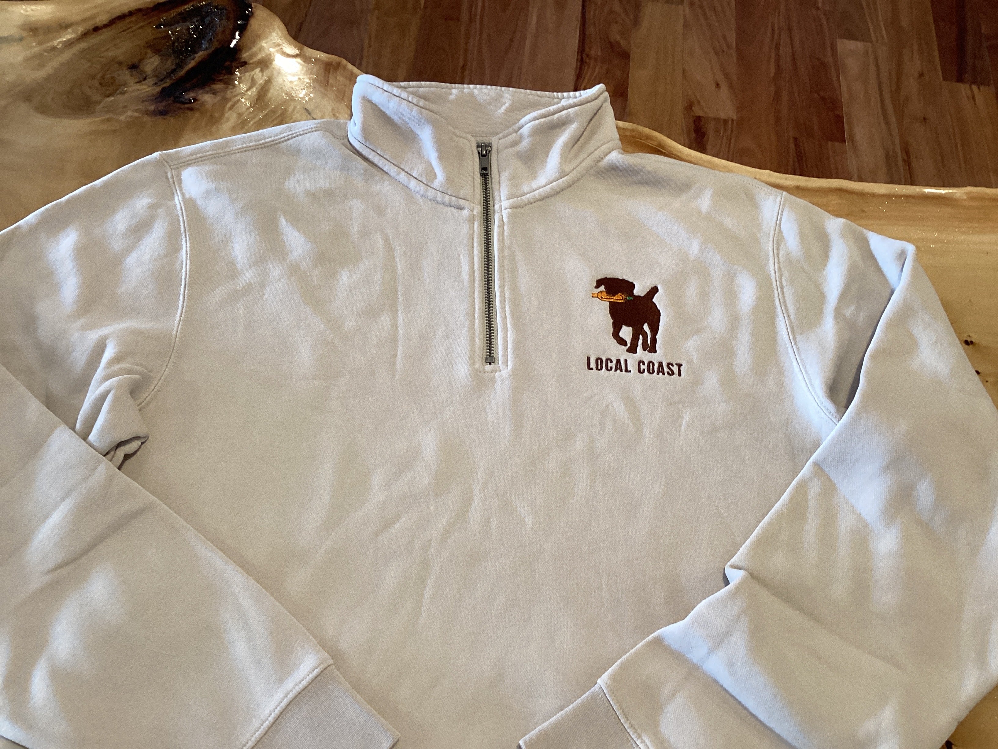 The Dog and Buoy Embroidered Quarter Zip - Ivory