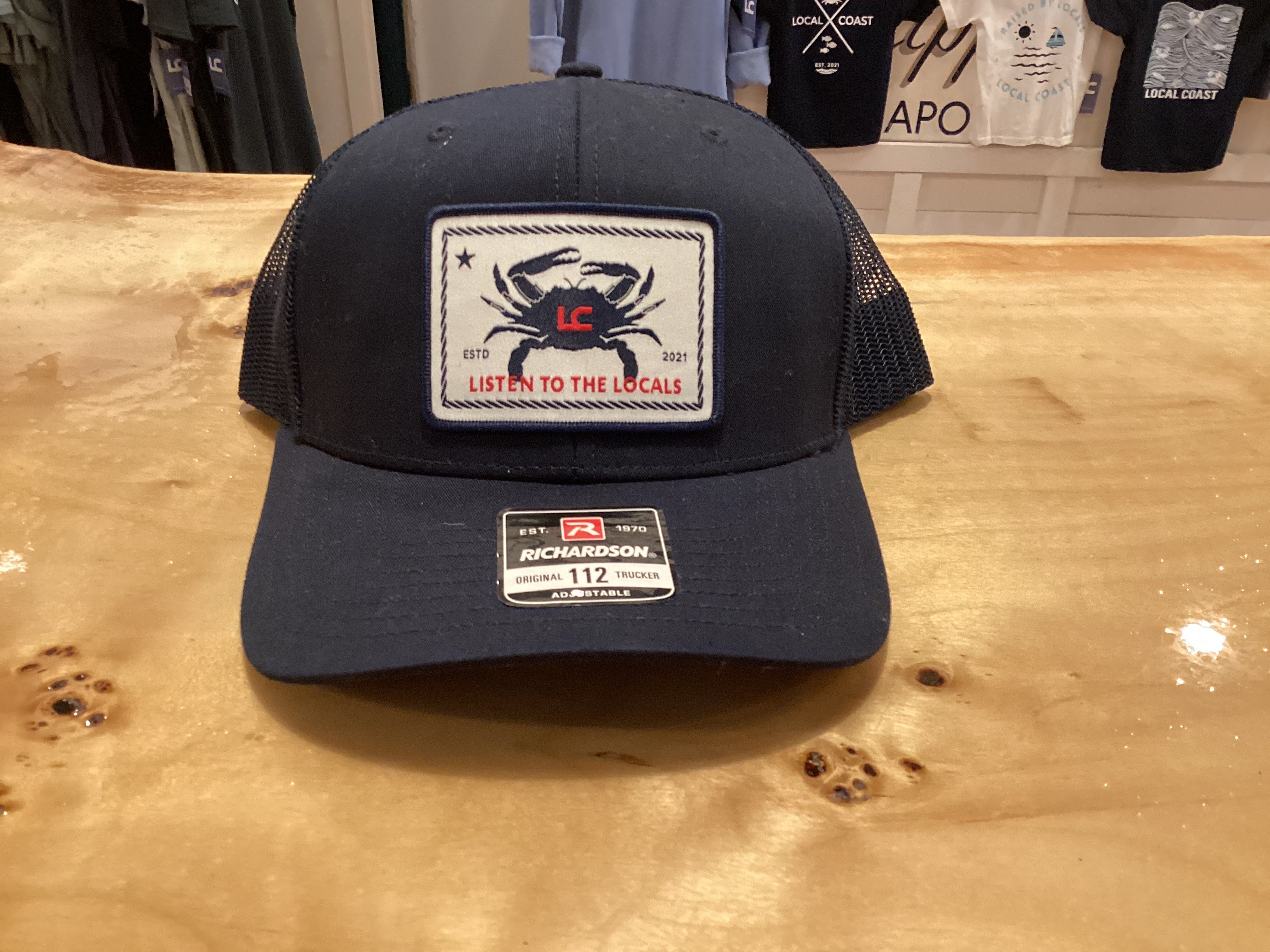 Americana “Listen to Locals" Crab Hat in Navy Blue