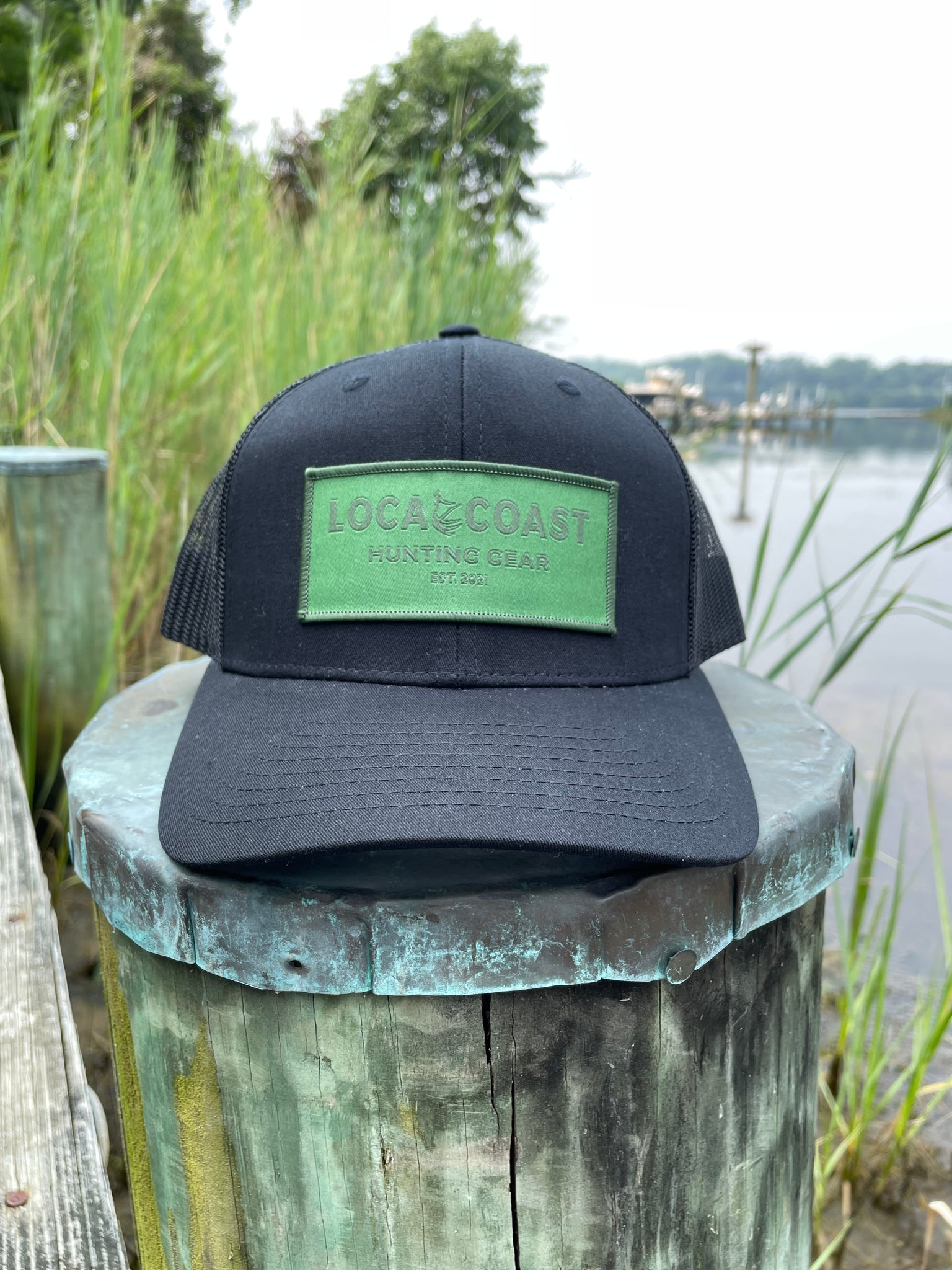 Green Long Line Hunting Patch Hat