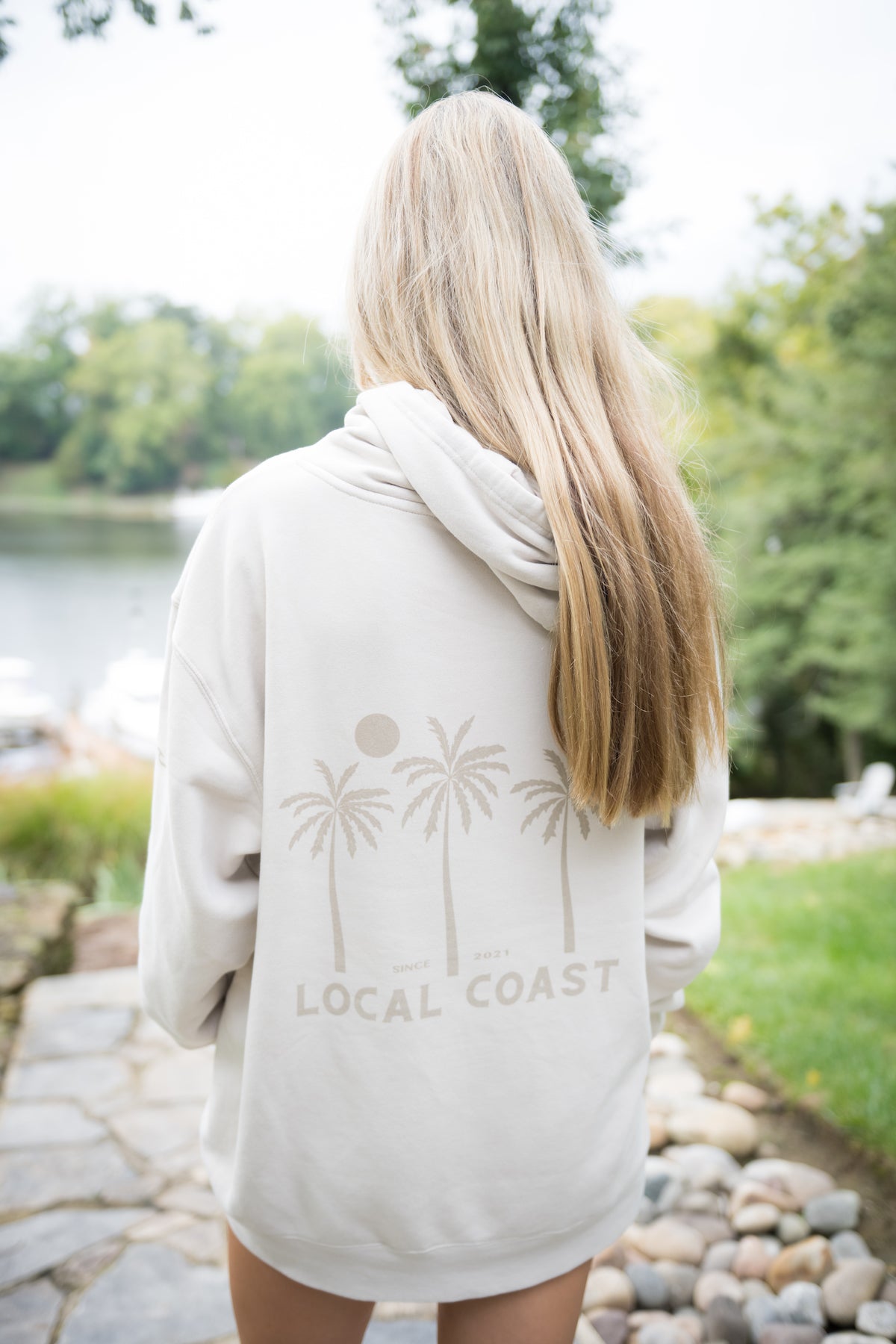 Ivory Palm Tree Hooded Sweatshirt – Local Coast