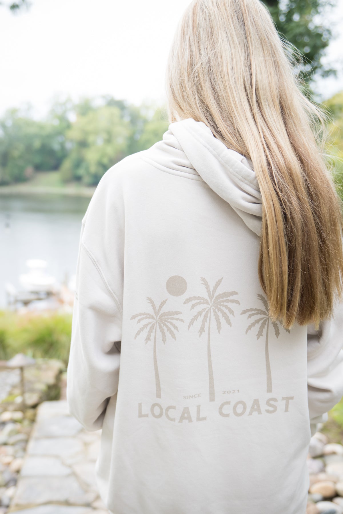 Ivory Palm Tree Hooded Sweatshirt – Local Coast