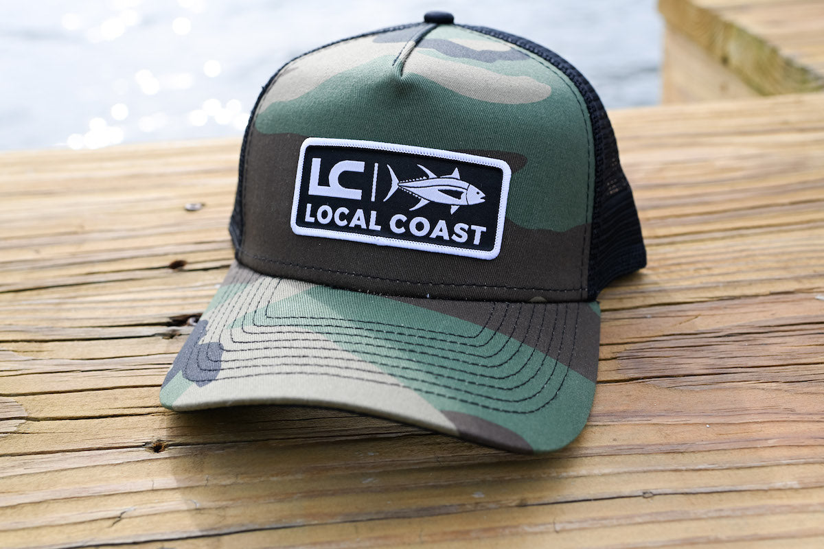 Camo Hat with Black and White Patch